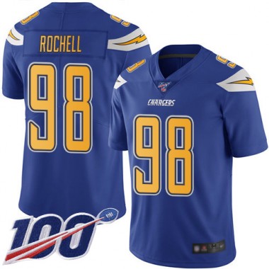 Los Angeles Chargers NFL Football Isaac Rochell Electric Blue Jersey Men Limited #98 100th Season Rush Vapor Untouchable